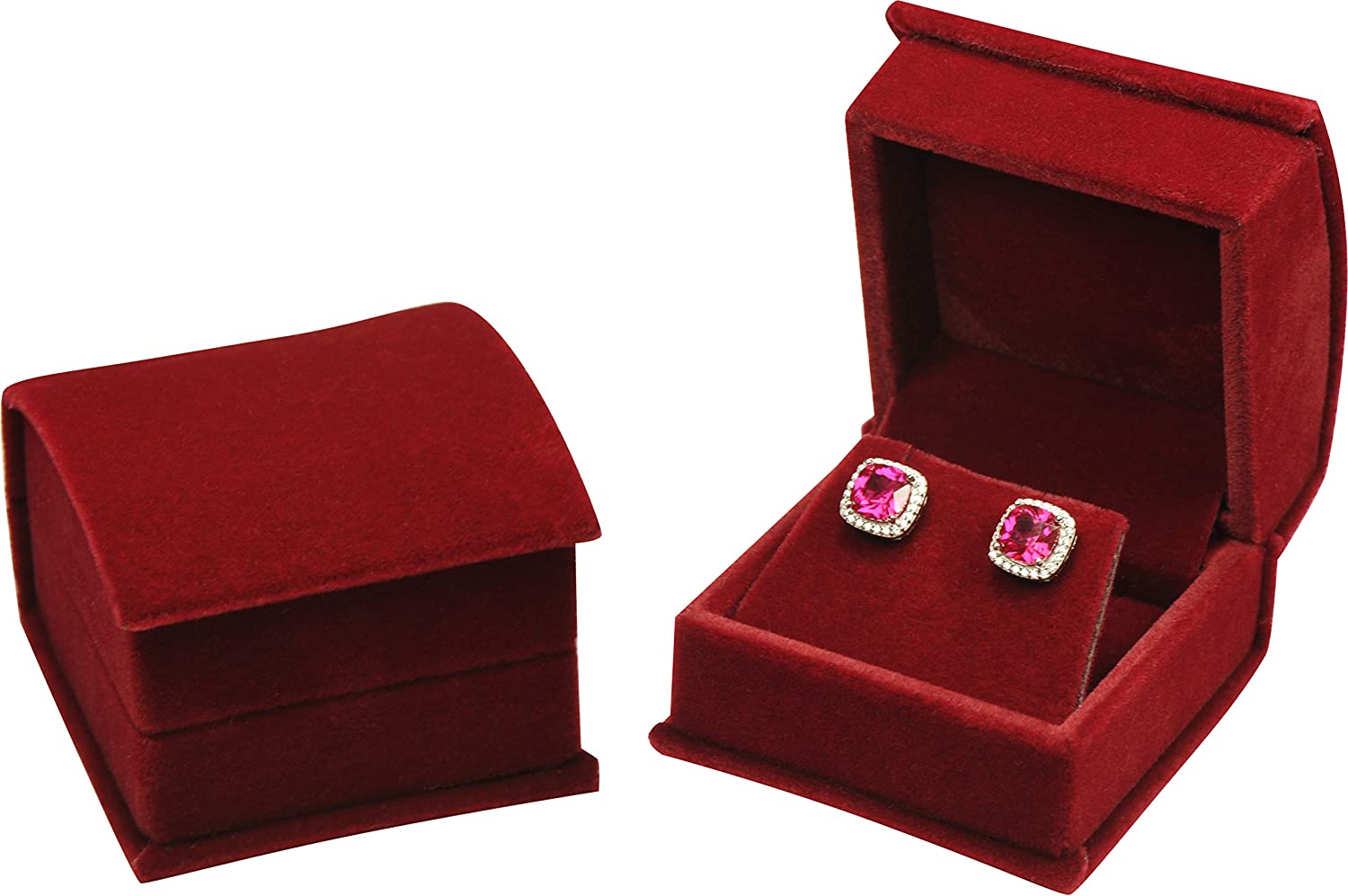 Navy Blue Color Luxury Velvet Multiple Use Earring Necklace Pendant Jewelry Gift Box for Wedding, Birthday, Valentine' Day, Mother's Day, Christmas...Comes with an Extra Individual White Packer Box Size 2.15〞(W)*2.15〞(D)*1.65〞(H)( Jewelry not included) - Image 5